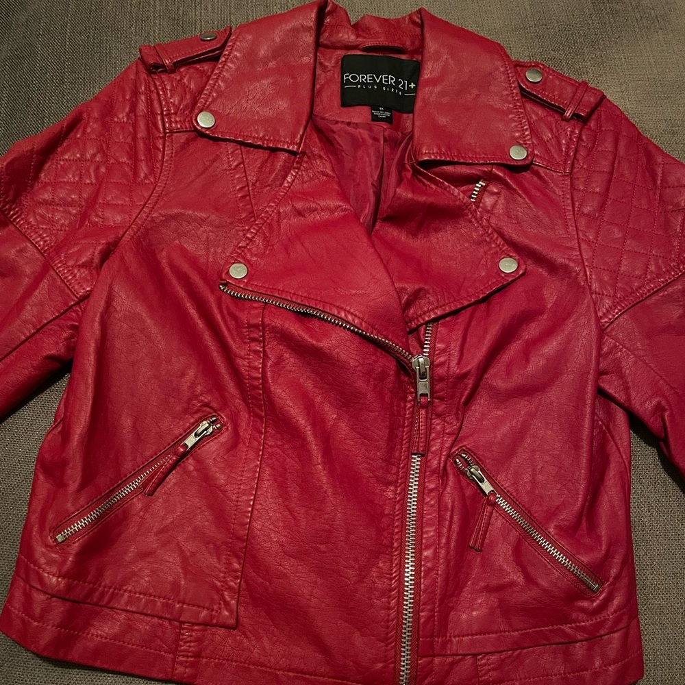 Red Forever 21 Faux Leather Jacket